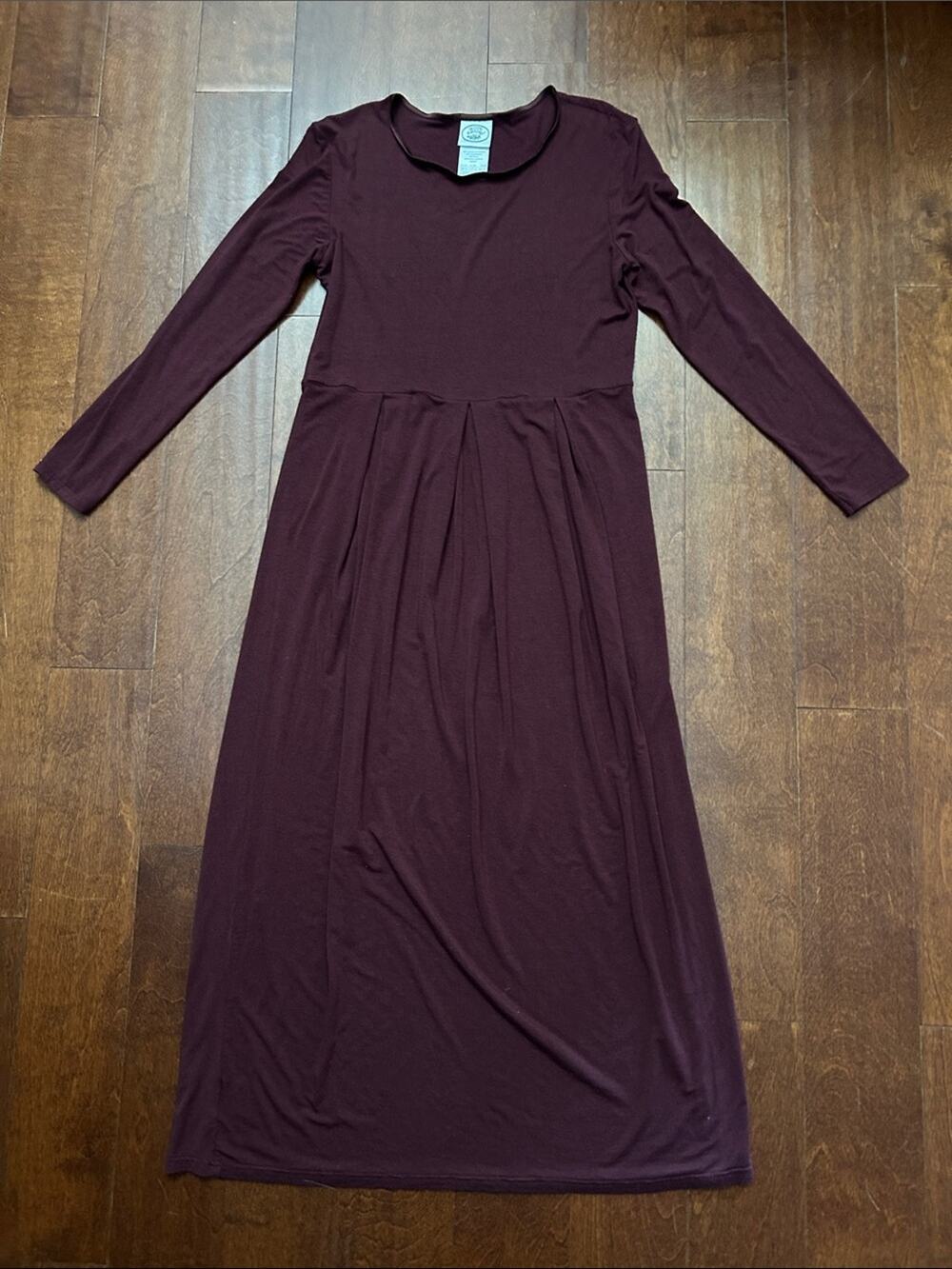 Laura Ashley Burgundy Stretch Knit Long-Sleeve Midi Dress, Size 8
